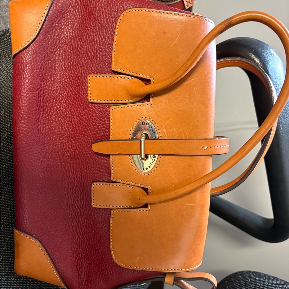 Dooney & Bourke Burgundy and Tan Satchel